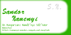 sandor namenyi business card